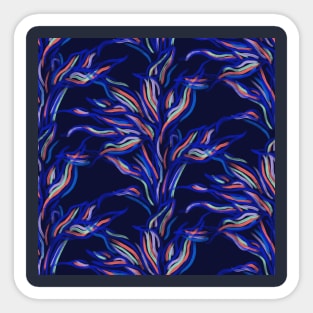 Navy Funky Leaves Sticker